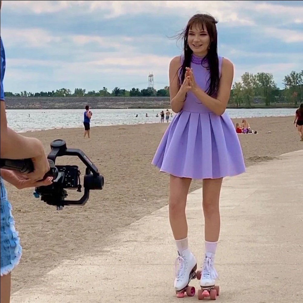 Lavender purple poofy flowy dress